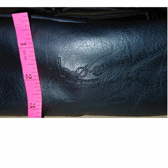 BOC Born Shoulder Purse Bag Flap Zipper Bucket Black Faux Leather - Picture 13 of 13